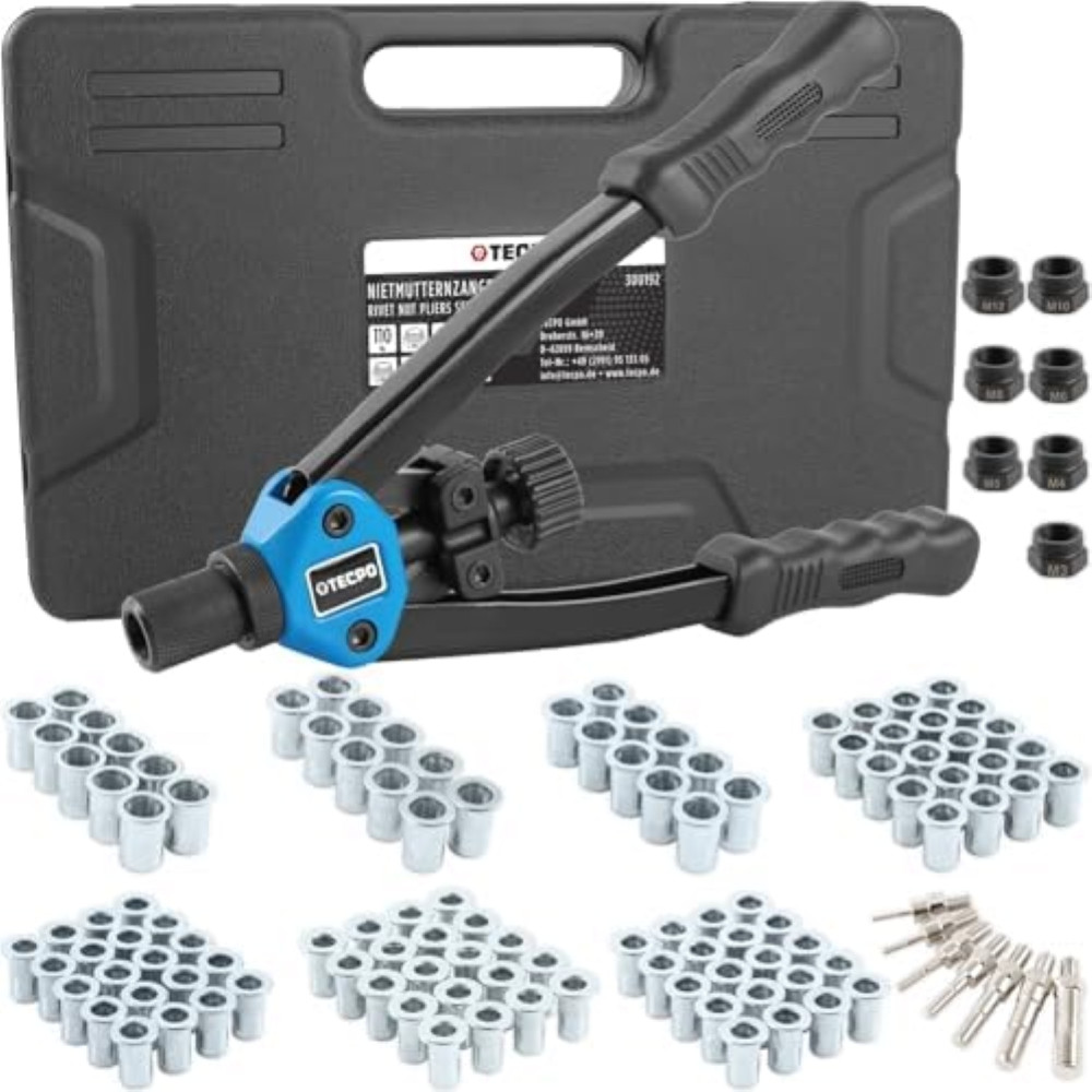 TECPO Pinza Rivettatrice Professionale M3-M12 | Kit 110 Pezzi Offerta