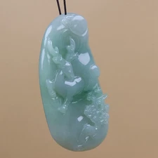 Certified Green 100% Natural A Jade jadeite Sika deer pendant 30832a 
