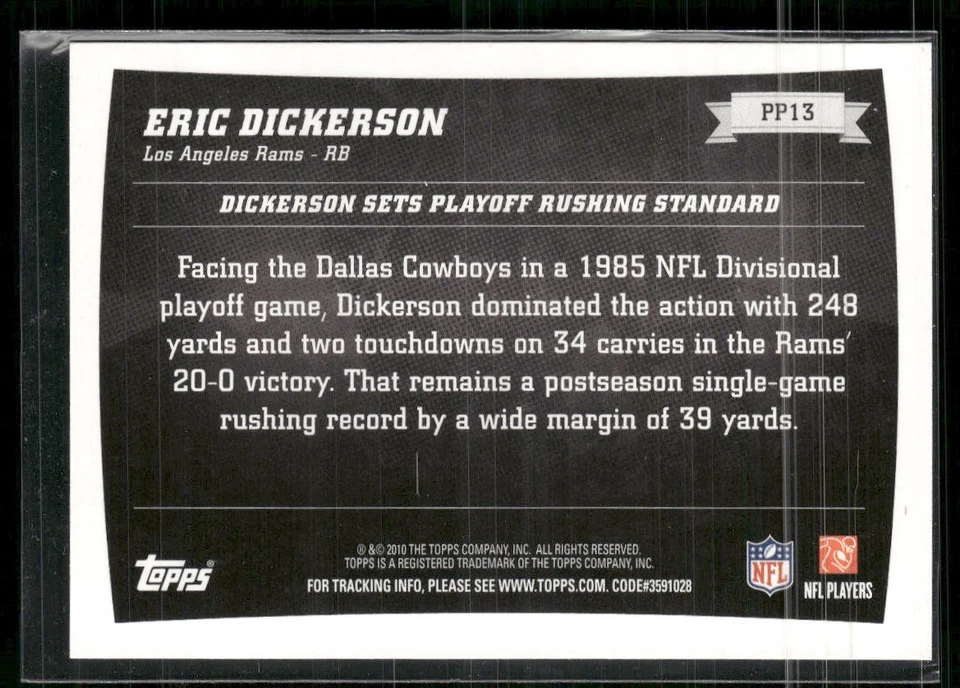 2010 Topps #PP13 Eric Dickerson Peak Performance - Image 2 of 2