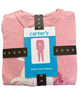 Carter's Girls Zip Up Cotton Footie Pajama-Unicorn Theme-Size 3T-NWT