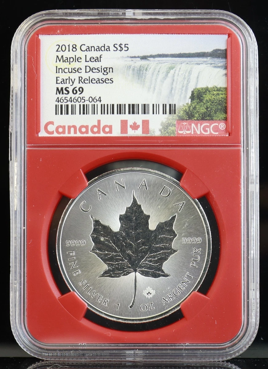 Canadian Maple Leaf Royal Canadian Mint Grade MS 69 Silver Bullion