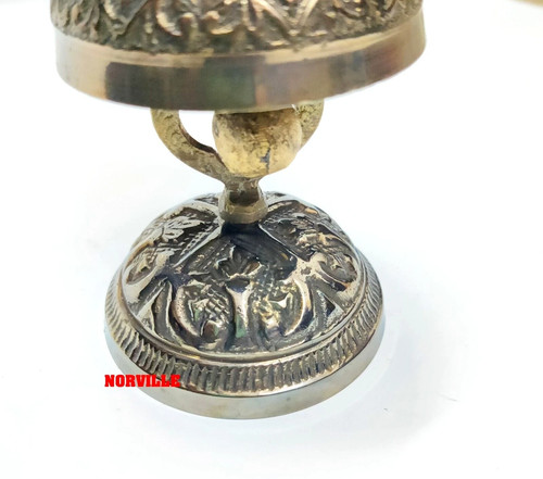 Table Desk Bell Antique Vintage Brass Hotel Service Reception Counter Bell Gift - Picture 2 of 6