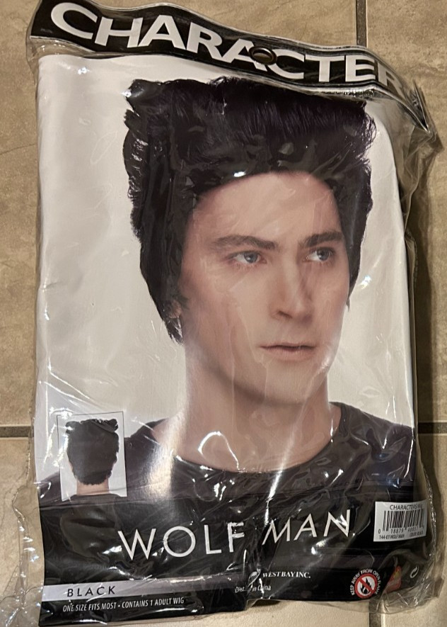 Wolf Man Mens Black Hair Wig for Costume NEW Halloween West Bay