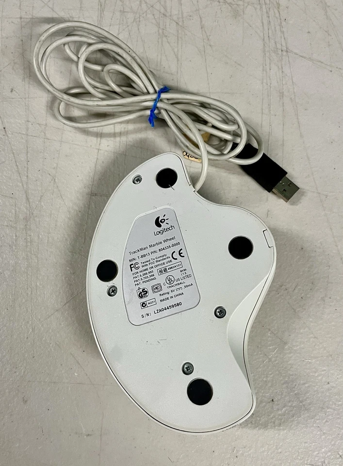 Logitech Trackman Marble Wheel T-BB13 USB Trackball Mouse White - Image 3 of 3