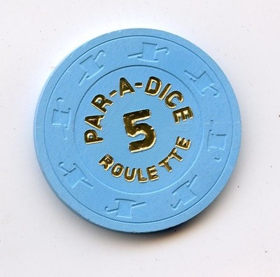 1.00 Chip from the Par A Dice Casino East Peoria Illinois Roulette Blue 5