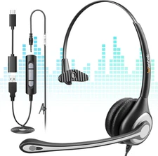 Wantek Computer Headset with Microphone for PC,Laptop,USB Headset with Noise Can