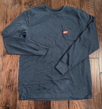 Milwaukee Navy Blue Long Sleeve Pocket T-Shirt Mens Large Workwear Construction