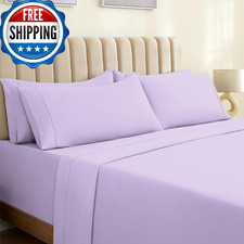 LuxClub 6 PC Full Sheet Set, Breathable Luxury Bed Sheets, Deep Pockets 18" Eco
