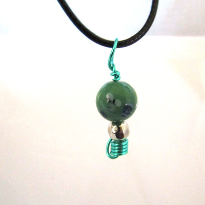 Green Pendant Cord Necklace Chic Boho Beach Simple Summer