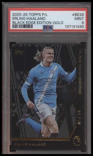2025-26 Topps Premier League - Black Edge  Gold #BE 28 Erling Haaland PSA 9 #/50