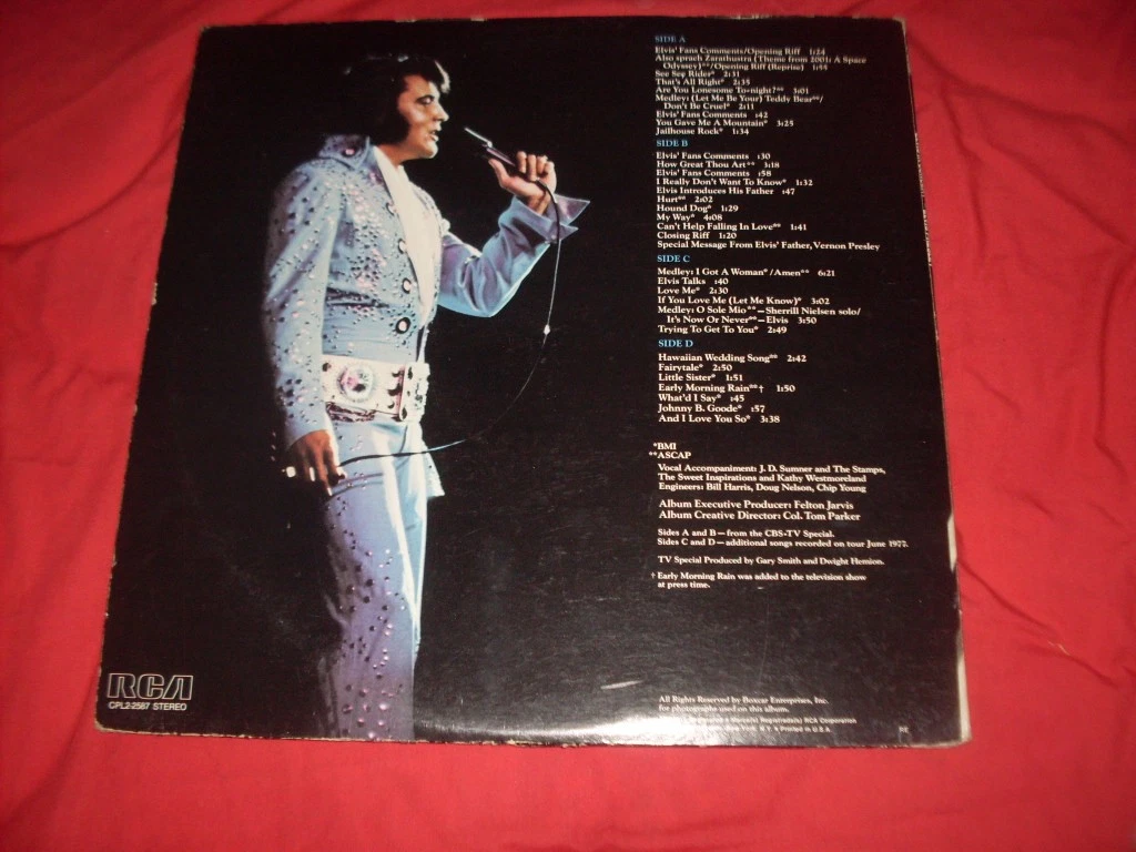 Elvis Presley Elvis in Concert 2 X LP 1972 RCA CPL2-2587 Gatefold US Import