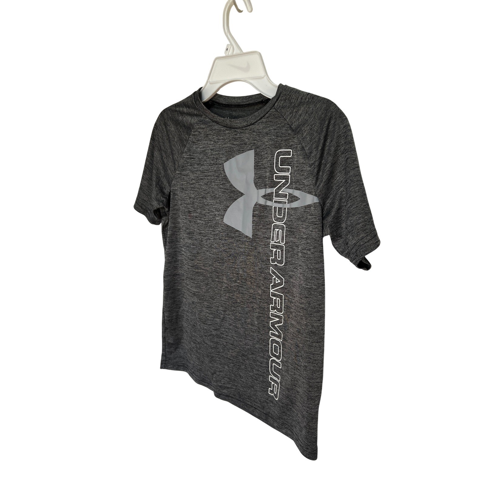 Under Armour Youth Boys XL Loose HeatGear Athletic Training T-Shirt Top Gray thumbnail 2
