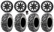 ITP Hurricane 14" Wheels Black 28" Carnivore R/T Tires Suzuki KingQuad
