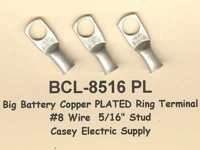 10 TIN PLATED Copper Ring Lug Terminal Connector #8 Wire Gauge 5/16 Stud MOLEX