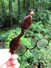 Antique Victorian Faux Tortoise Shell Folding Lorgnette Spectacles Opera Glasses