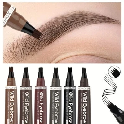 TOPPA Microblading Tattoo Eyebrow 3D Liquid Ink Pen Waterproof 4 Fork Pencil Brow