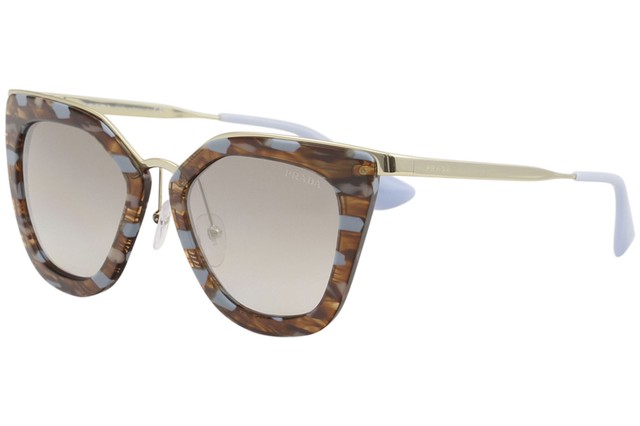 Prada Women's SPR53S SPR/53S KJO/4O0 Striped Brown/Azure Cat Eye Sunglasses 52mm