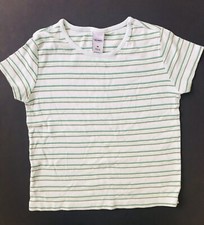 OLD NAVY Kids Girls T-Shirt Top Size Medium M Green Striped Short Sleeve Cotton