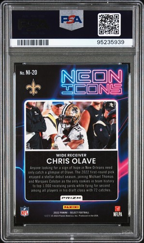Chris Olave PSA8 2022 Panini Select Neon Icons Neon Icons-Silver Prizm #NI20 - Picture 2 of 2