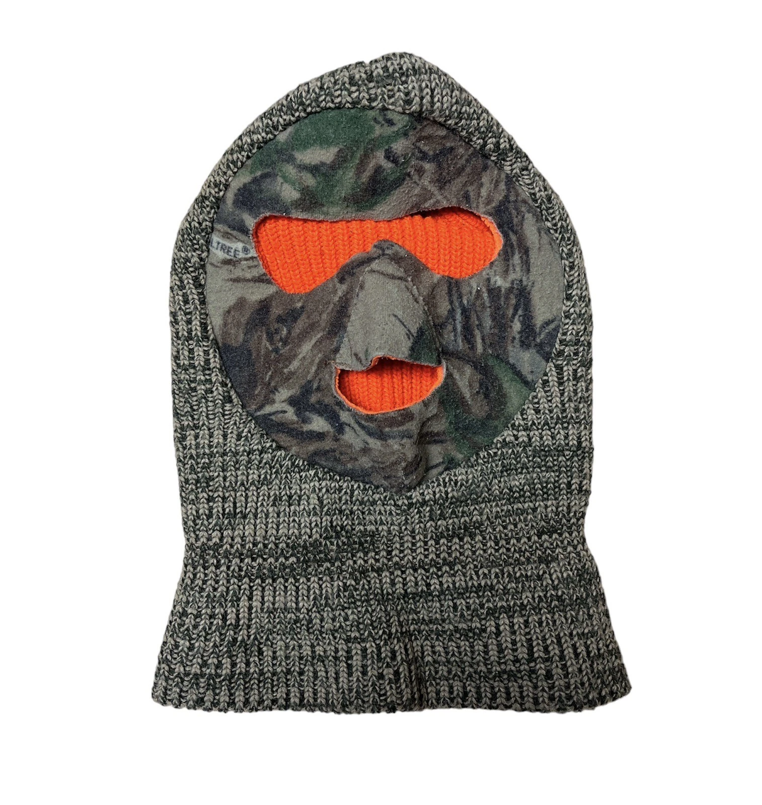 Vintage Made USA Hunting Winter Ski Mask Camo and Blaze Orange Lined