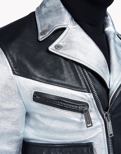 $3495 Designer DSQUARED2 Men's Black Silver Metallic Leather Jacket SOLD OUT - Picture 8 of 8