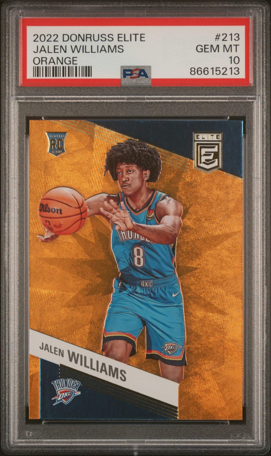 Graded 2022 Donruss Elite Jalen Williams #213 Orange RC Basketball Card PSA 10