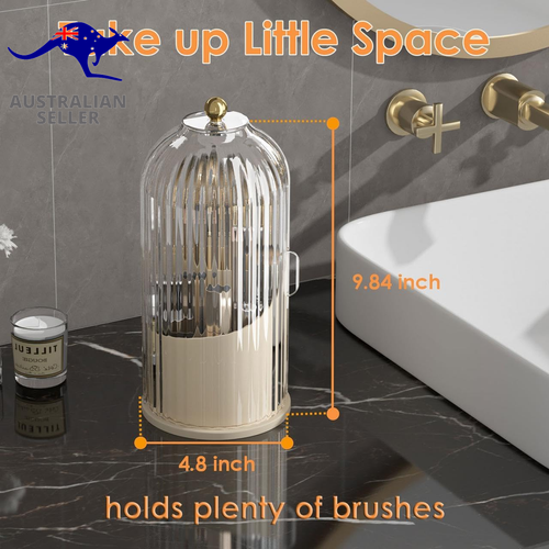 Makeup Brush Holder Organizer with Lid,360 Rotating Clear Dustproof Makeup Brush - Picture 6 of 12
