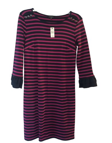 Talbots Fit & Flare Dress Womens Red Size 12 Knee Length Flounce Hem 3/4  Sleeves | eBay