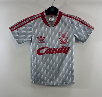 Liverpool adidas Candy ジャージ シルバー 89-91 Liverpool Away Football Shirt 1989/91 Children's 4/5 Years Adidas