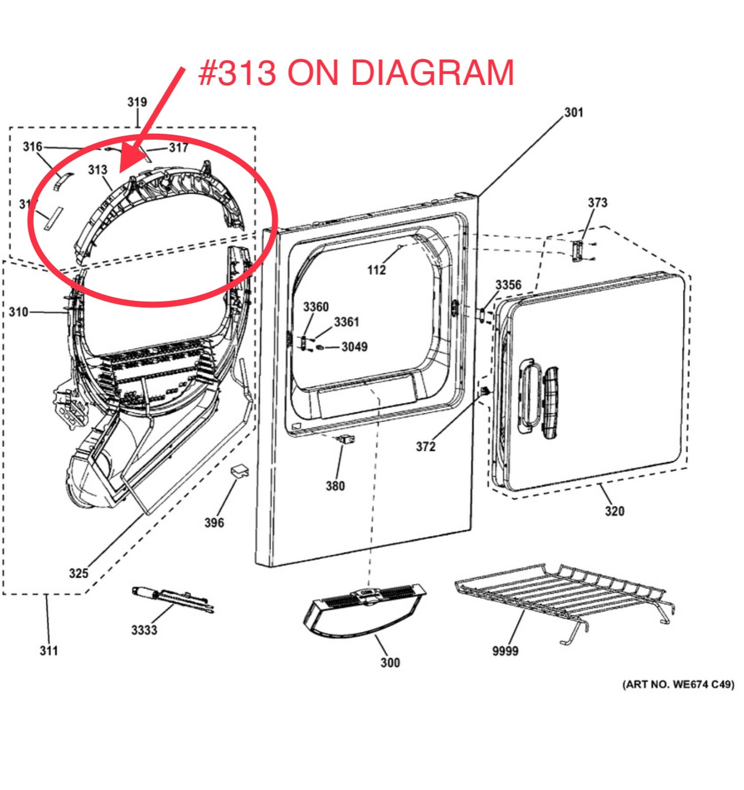 FIXIT PARTS Upper Front Drum Support Bearing Kit For GE/Hotpoint Dryers - WE03X23956 With Slides, Replaces AP6004448