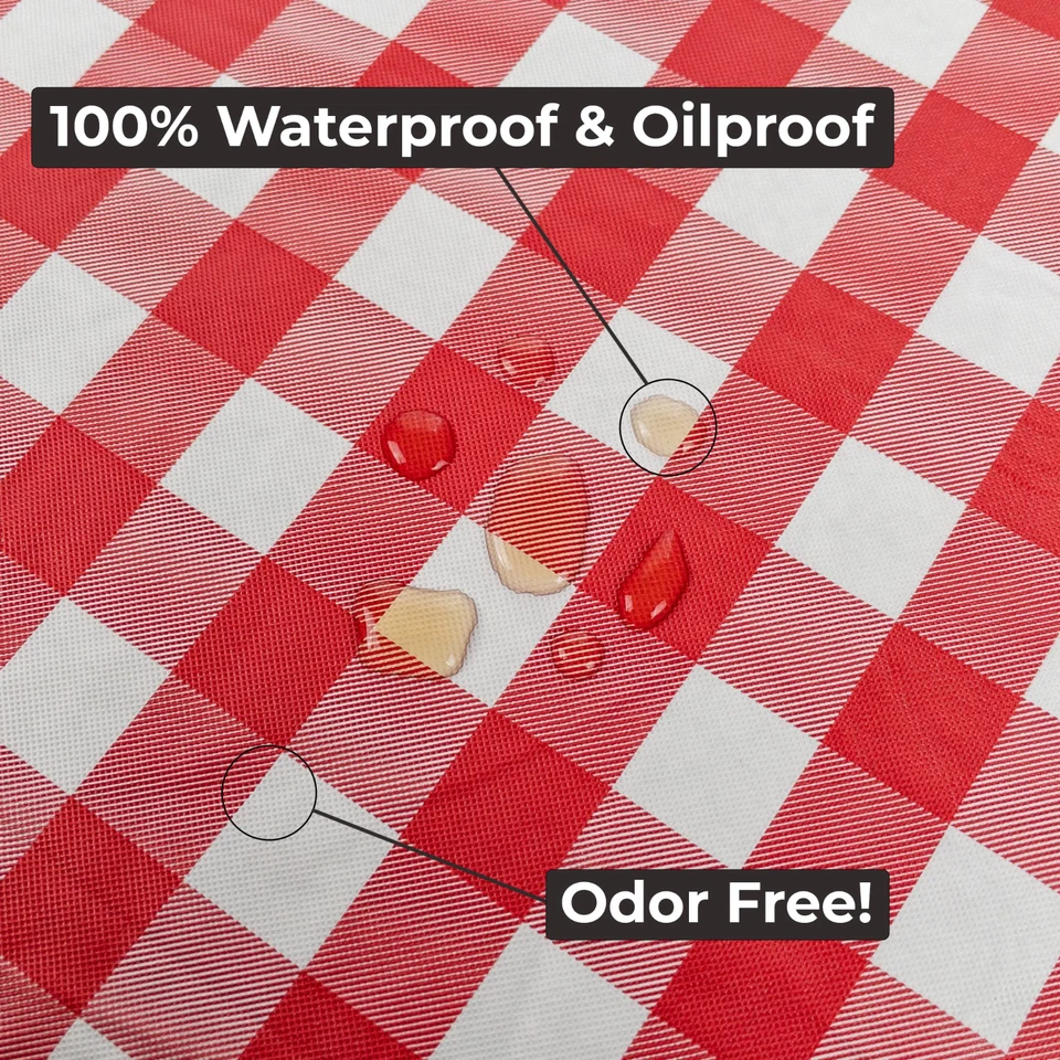 Round Vinyl Tablecloth Fitted Elastic Flannel Backed table cover Indoor/Outdoor - Image 2 of 4