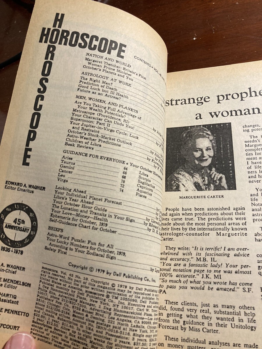 Dell Horoscope October 1979 Libra Jupiter-in-Virgo Cycle Luck