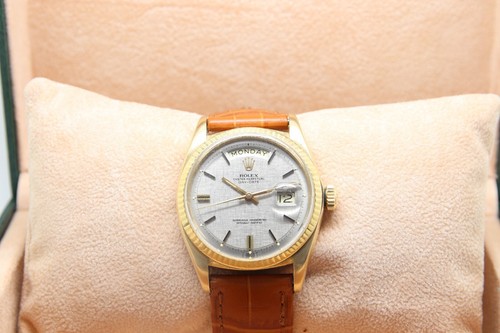 Rolex 18k Gold Vintage Day-Date 36 mm Original Linen Dial, Ref, 1803 Circa 1972 - Picture 4 of 11