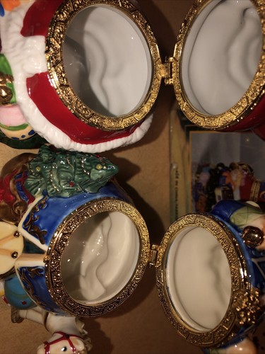 Traditions Porcelain Hinged Keepsake Decorative Box Christmas Set Of two - Picture 8 of 12