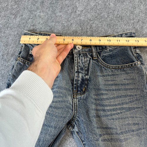 Y2K Womens Jeans Flare 26 30 * Relaxed Fit Vintage Biaoqi Mid Wash Blue Whiskers - Picture 7 of 12