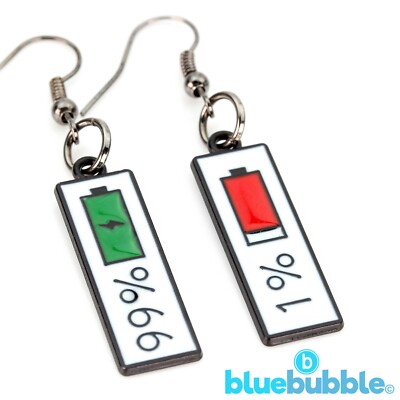 bluebubble CHARGED Battery Earrings Funky Funny Cool Emo Punk Kitsch Cute Retro