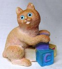 Unbranded Miniature Resin Orange Cat with Alphabet Blocks "C, A, T" — photo 1