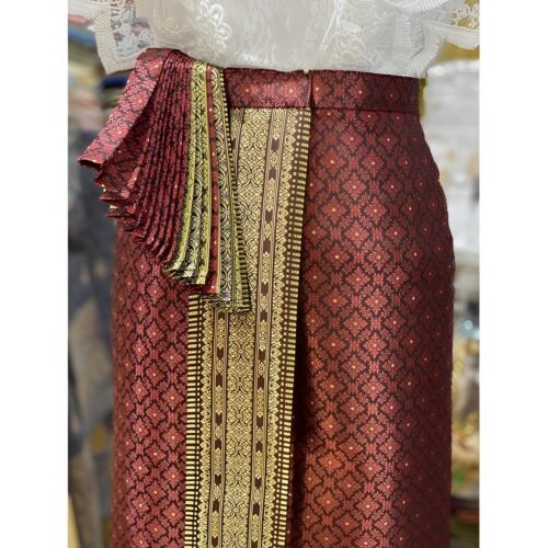 Thai Tradition dress with 2 pieces 1 sarong with hook and 1 white Lace shirt - Picture 3 of 8
