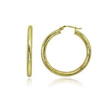 4x40mm Diamond-Cut Round Click-Top Gold Plated 925 Silver Medium Hoop Earrings