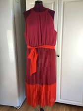 Pre-Owned Women's Sandra Darren Dress size 22W Multi Colored Halter Neck Maxi