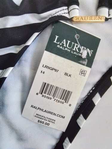 RALPH LAUREN BLACK STRIPES GOLD TONE RING HARDWARE SWIM BOTTOM 14 - Picture 8 of 13