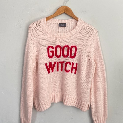 Wooden Ships Good Witch Sweater Women Size XS Pink Mohair Wool Blend - 第 2/11 張圖片