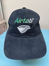 MADE IN THE USA BLACK STRAPBACK AIRTAB CAP HAT. EMBROIDERED NAME AND LOGO