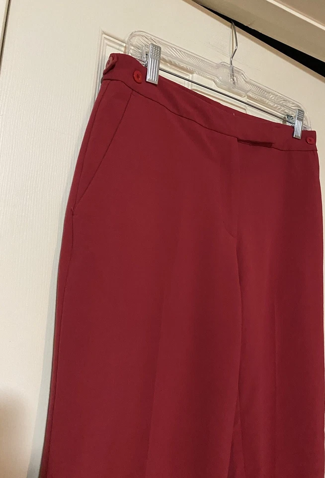 Calça social feminina Emma James mistura poli vermelha elástica com bolsos tamanho 6 - Imagem 3 de 4