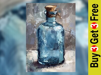 Antike Charm Flasche 5''x7'' Druck auf mattem Papier | Detaillierte Stillleben Kunst