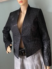 Clements Ribeiro Portobello Designer Ladies Jacket Embossed Glaze M Black Exc