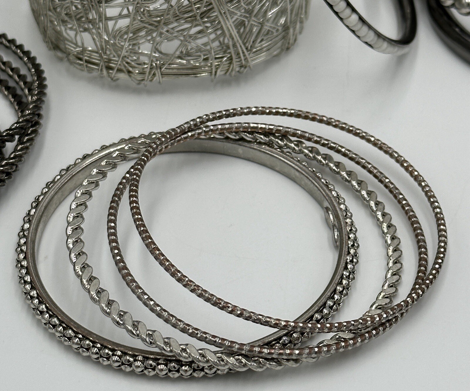 Assorted Silver Tone Fashion Bangle Cuff Bracelet… - image 13