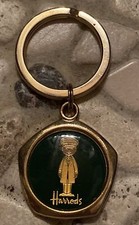 Vintage Harrods Knightsbridge RARE Key Chain Brass Enamel England Reli Star