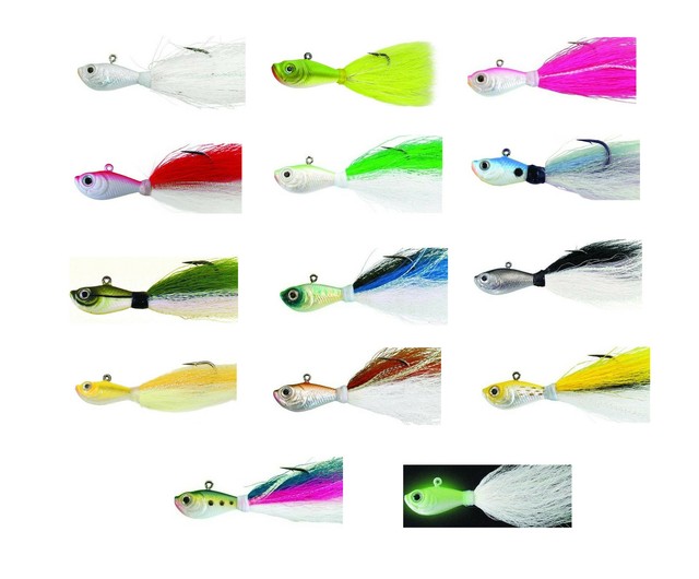 12 Walleye Trout And Bass Bucktail Jigs White 1//2 Oz