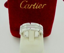 Authentic Cartier Tank Francaise Diamond 18k White Gold Band Ring 49